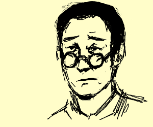 300x250 unamused brunette man in black nerd glasses drawing - Nerd Glasses Drawing