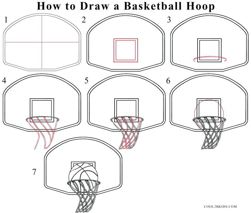 850x719 how to draw a basketball hoop how to draw a basketball hoop step - Net Drawing