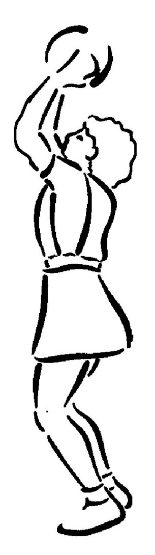 305x1090 Netball Silhouette - Netball Drawing