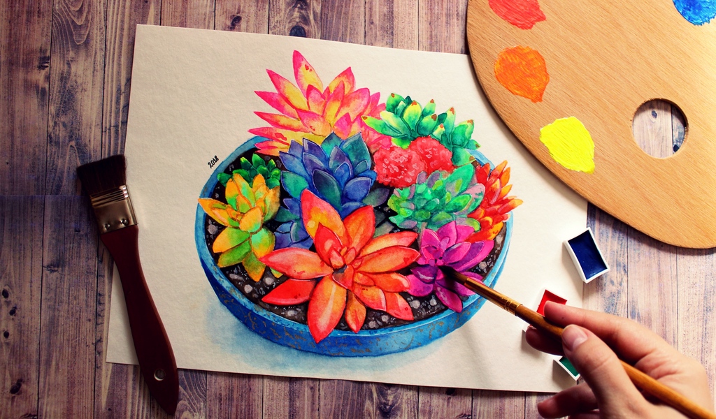 1024x600 download wallpaper drawing, artist, paints, painting - Netbook Drawing