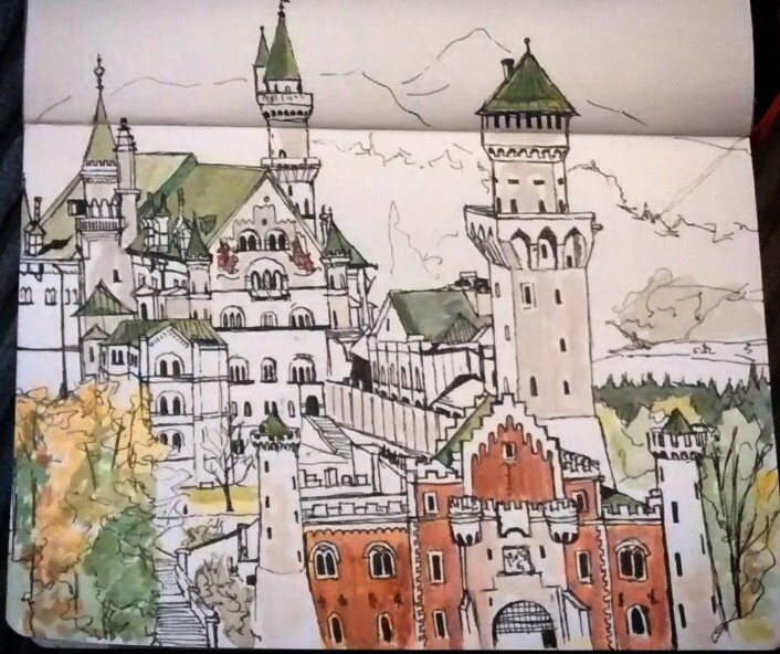 706x592 Drawing Of The Day - Neuschwanstein Castle Drawing