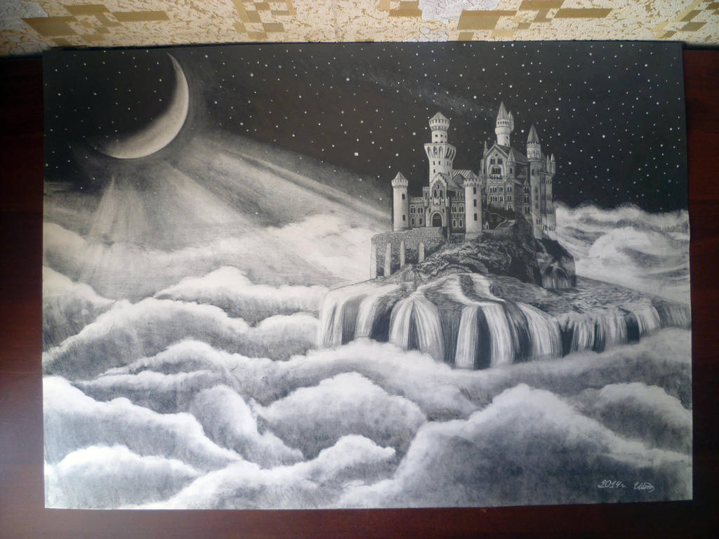 1024x768 Neuschwanstein Castle Drawing - Neuschwanstein Castle Drawing