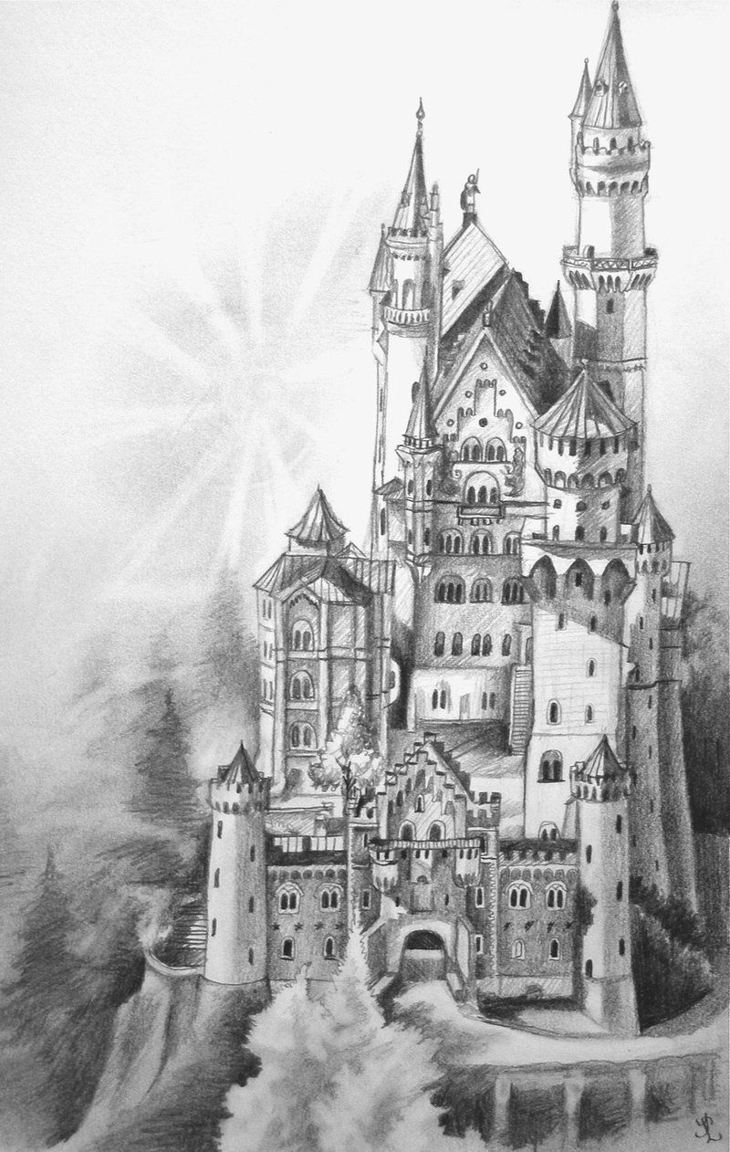 800x1262 Neuschwanstein Castle - Neuschwanstein Castle Drawing