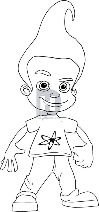 339x720 How To Draw Jimmy Neutron, Step - Neutron Drawing
