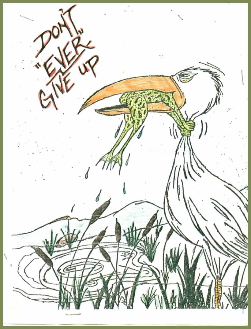 820x1076 Image This Picture Just Might Be Older Than The Internet Still - Never Give Up Drawing Frog Bird