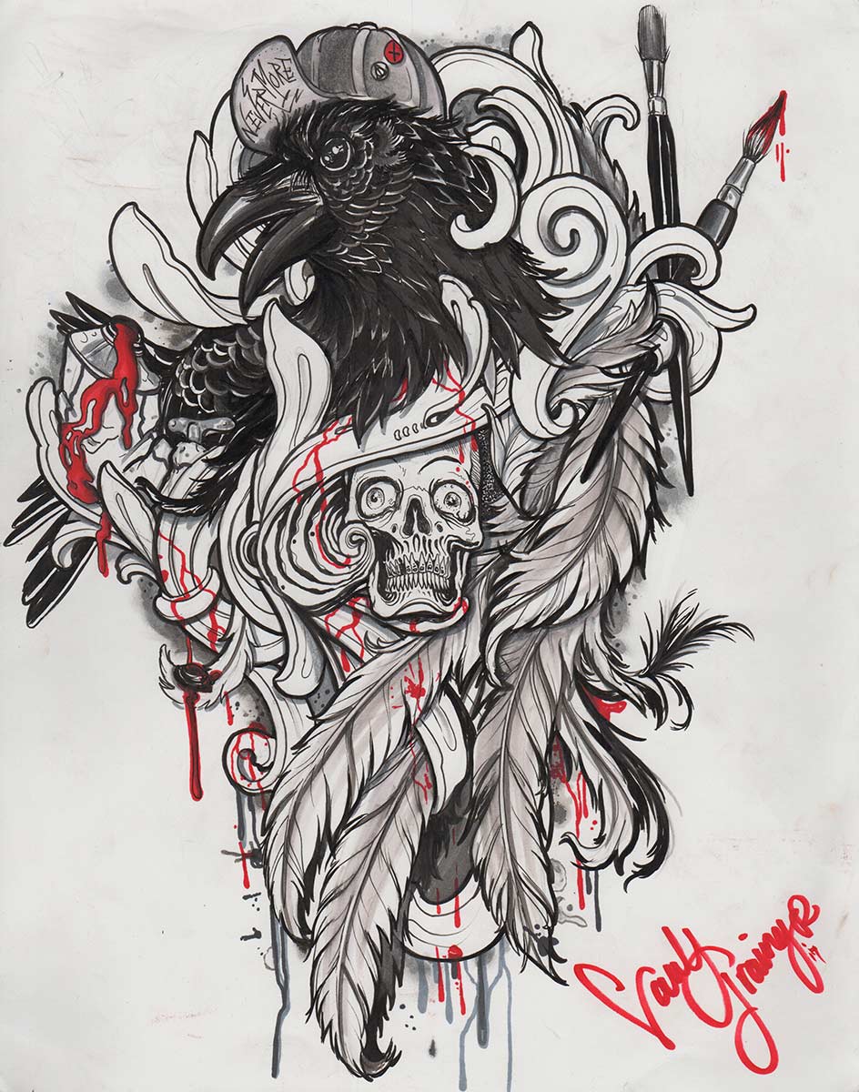 944x1200 X Print Carly Grainger Tattoos - Nevermore Drawing