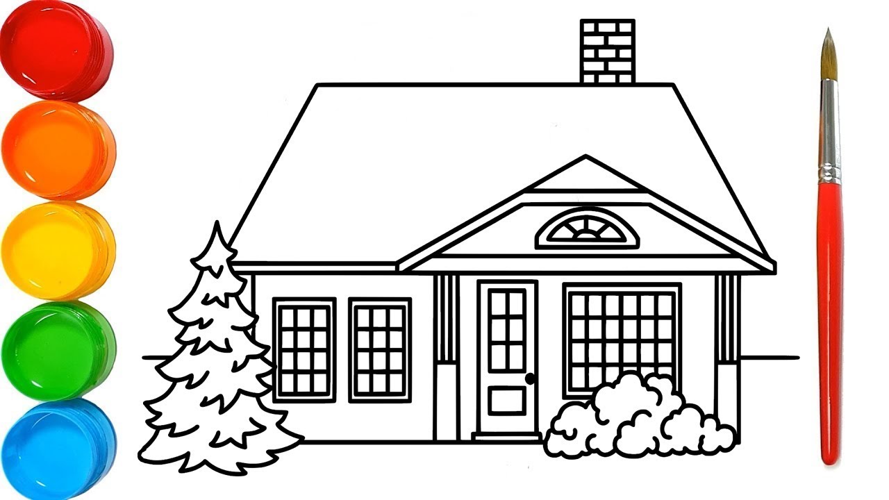 1280x720 How To Draw New House For Kids House Drawing And Coloring - New Home Drawing