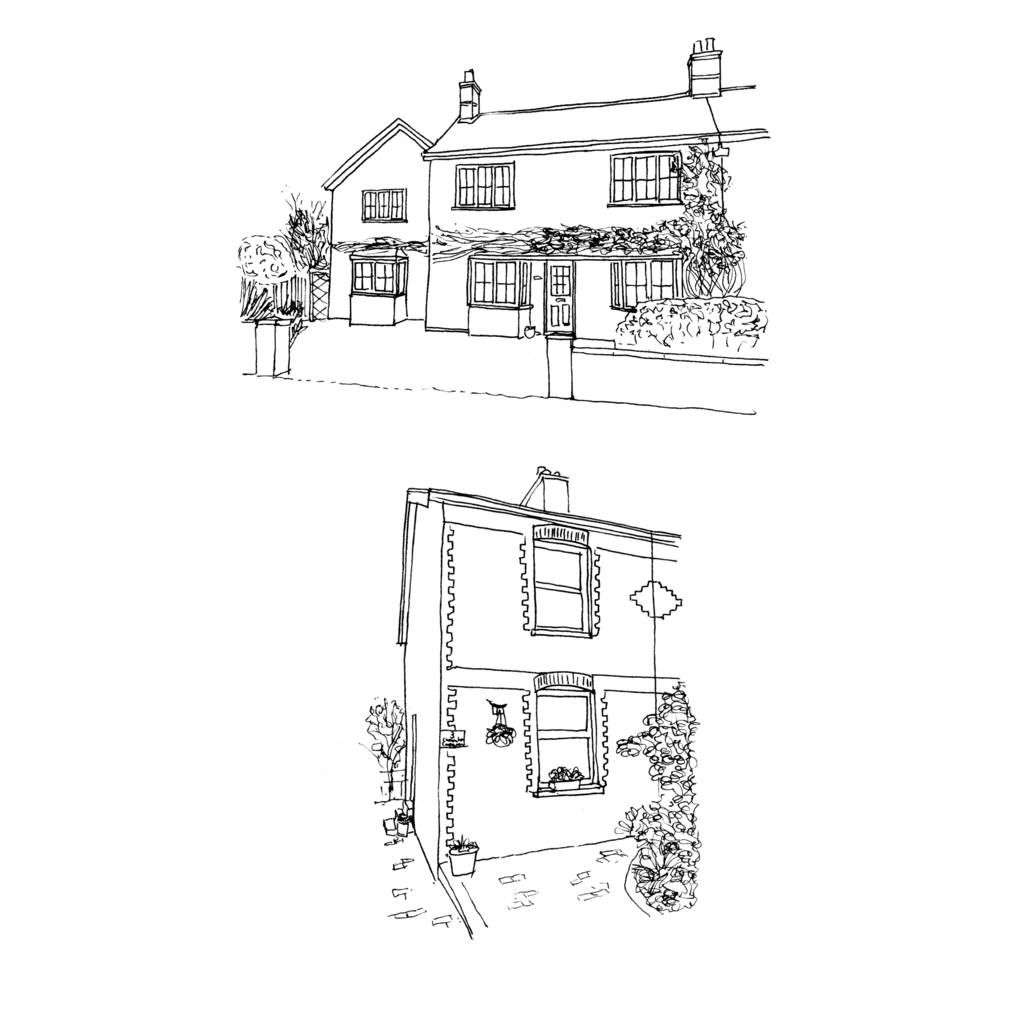 1024x1024 Personalised House Portrait Line Drawing Print - New Home Drawing