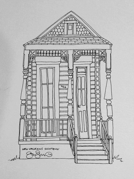 570x760 New Orleans Shotgun House Illustration - New House Drawing