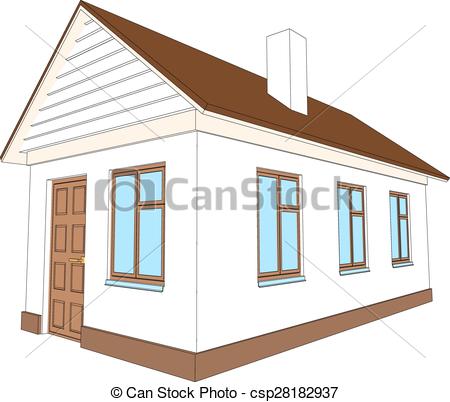 450x402 New House With Brown Door On Isolated White Background, Side View - New House Drawing