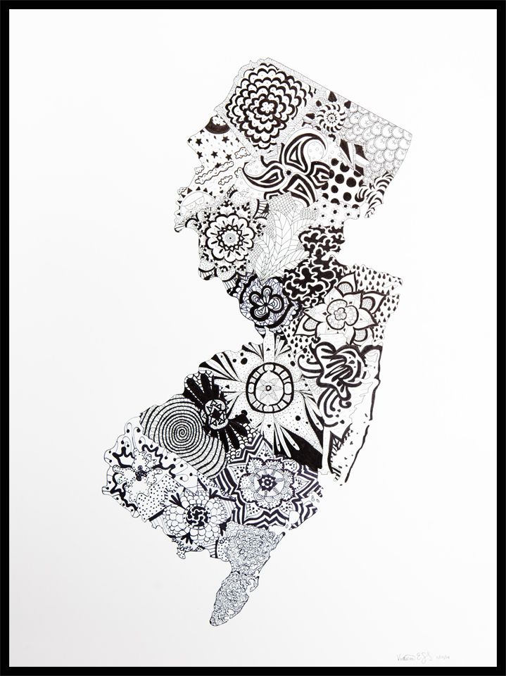 719x960 new jersey victoria gotwols print of original drawing - New Jersey Drawing