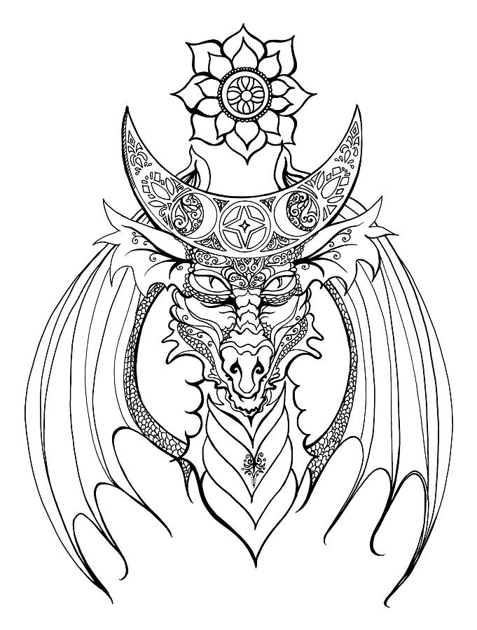 681x900 New Moon Dragon Drawing - New Moon Drawing