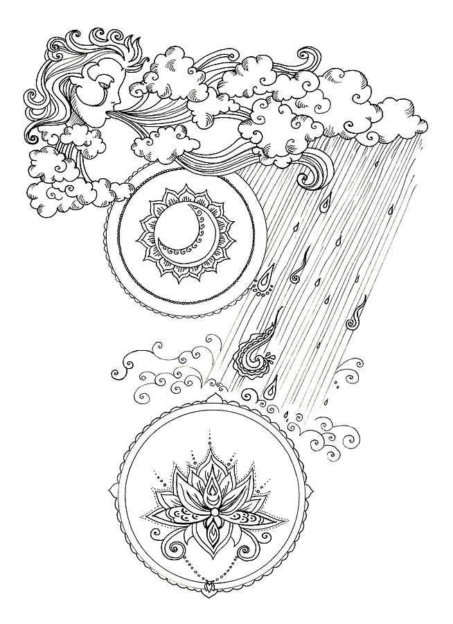 654x900 New Moon Wind And Rain Drawing - New Moon Drawing