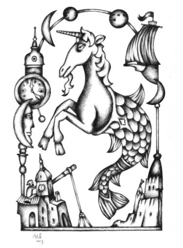 375x507 New Moon Of Capricorn Drawing - New Moon Drawing