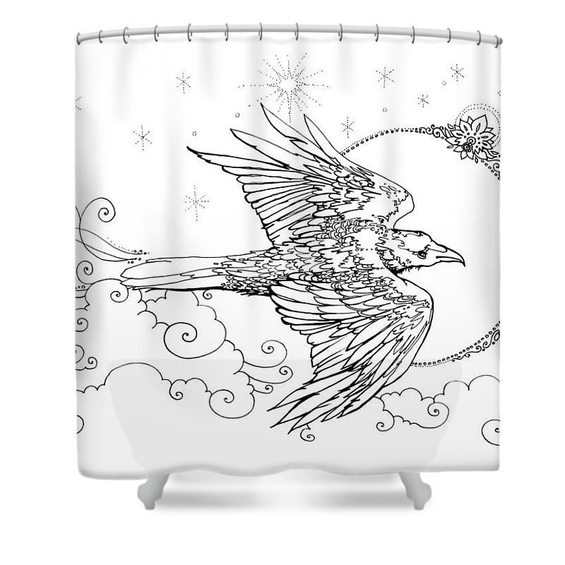 800x800 raven new moon line drawing shower curtain for sale - New Moon Drawing