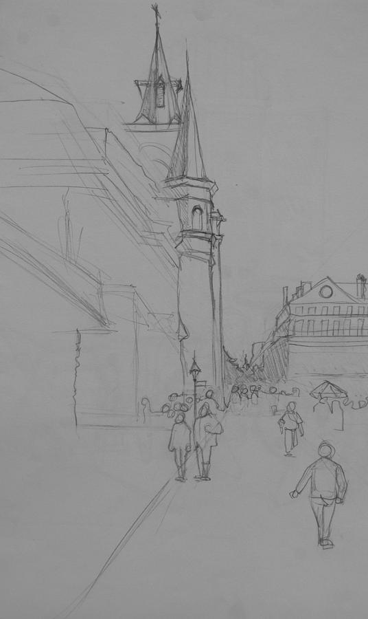 536x900 jackson square new orleans drawing - New Orleans Drawing