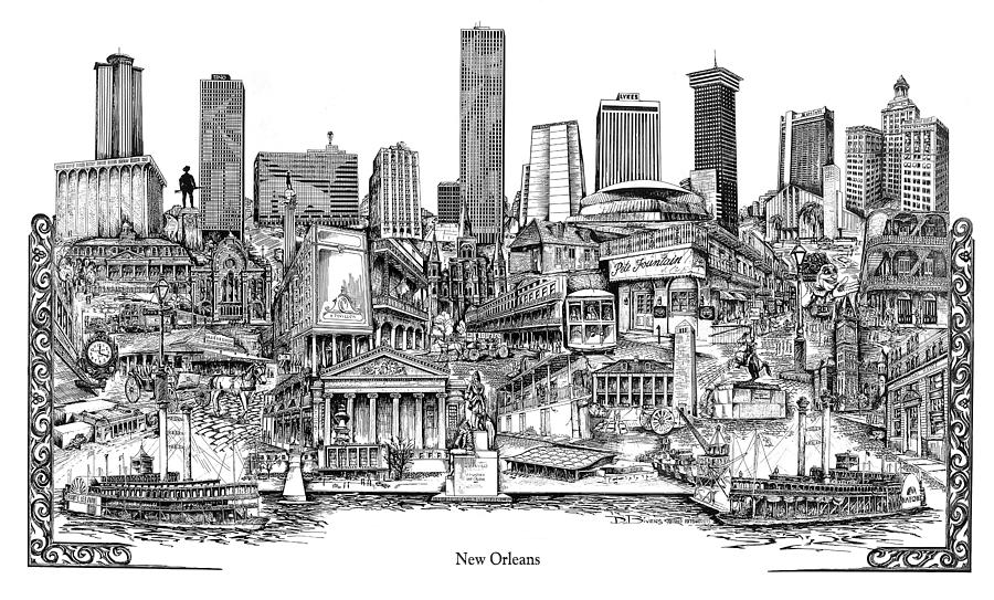 900x543 New Orleans Drawing - New Orleans Drawing