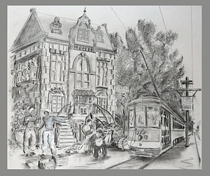 300x251 New Orleans Street Scene Drawing - New Orleans Drawing