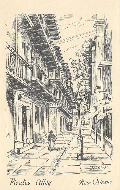 404x640 Vintage Pen And Ink Drawing Pirate's Alley, New Orleans - New Orleans Drawing