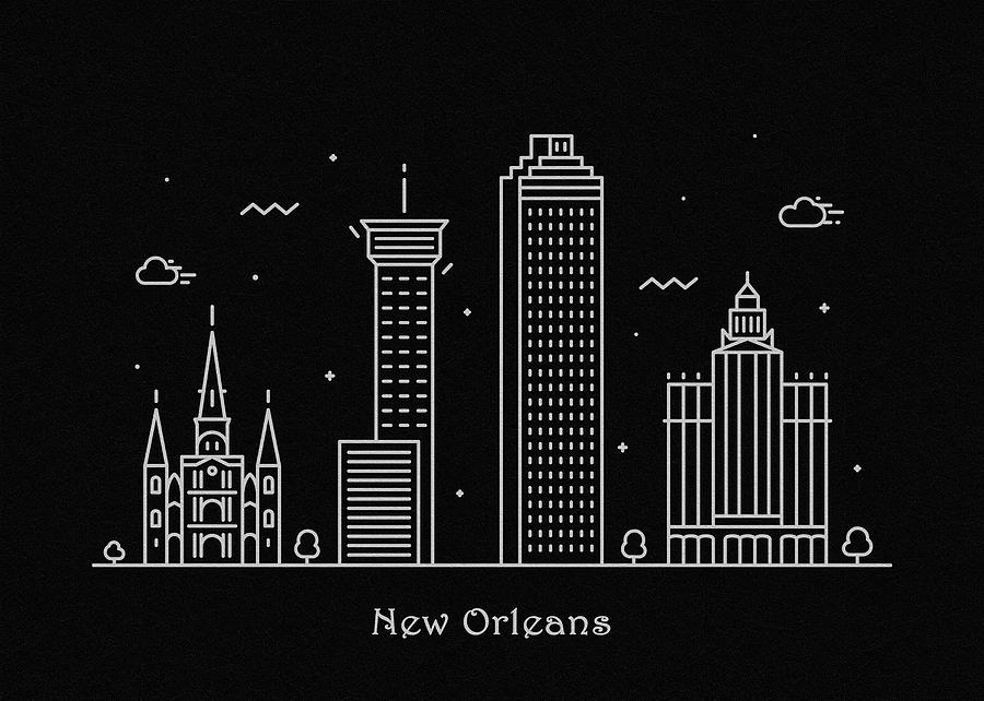 900x642 New Orleans Skyline Travel Poster Drawing - New Orleans Skyline Drawing