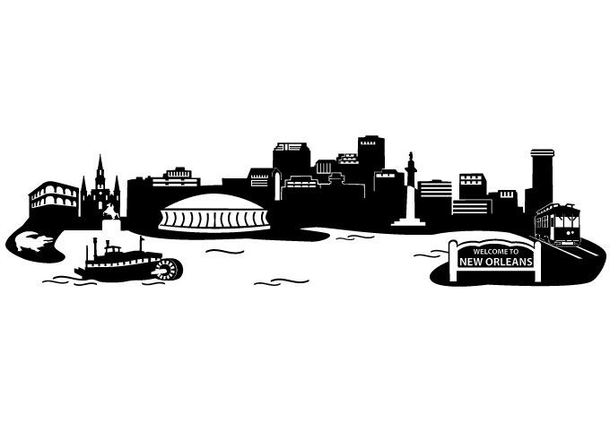 680x472 New Orleans Clipart - New Orleans Skyline Drawing