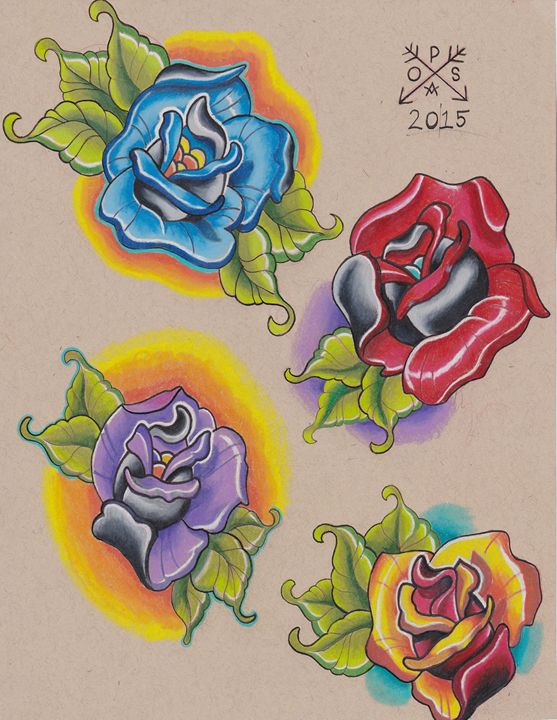 557x720 New School Roses Flash - New School Drawings