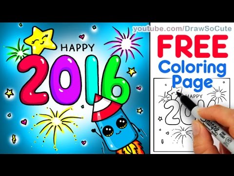 480x360 How To Draw Happy New Year Celebration Card With Bubble Numbers - New Year Celebration Drawing