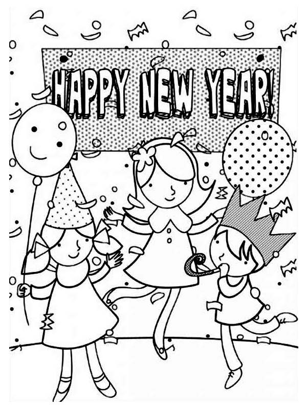 new year celebration drawing easy with colour