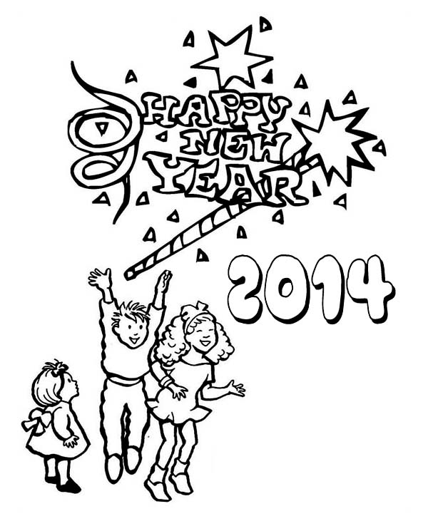 600x738 New Year Fireworks Coloring Pages - New Year Celebration Drawing