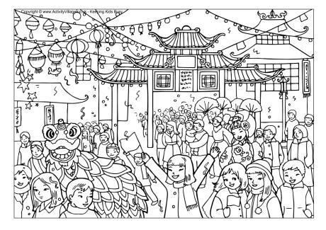460x325 Chinese New Year Colouring Pages - New Year Celebration Drawing