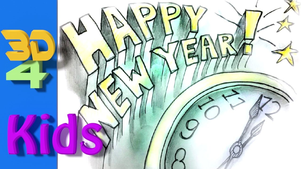 1280x720 easy handlettering drawing happy new year for kids step - New Year Drawing