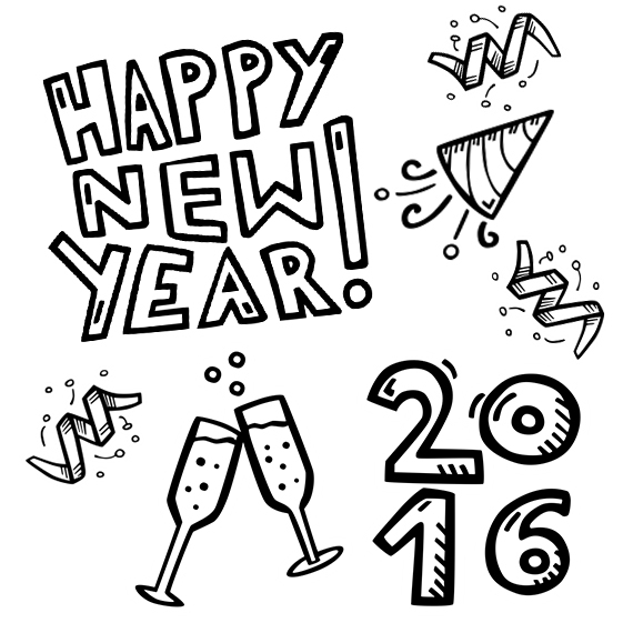 570x570 easy new year drawings festival collections - New Year Drawing