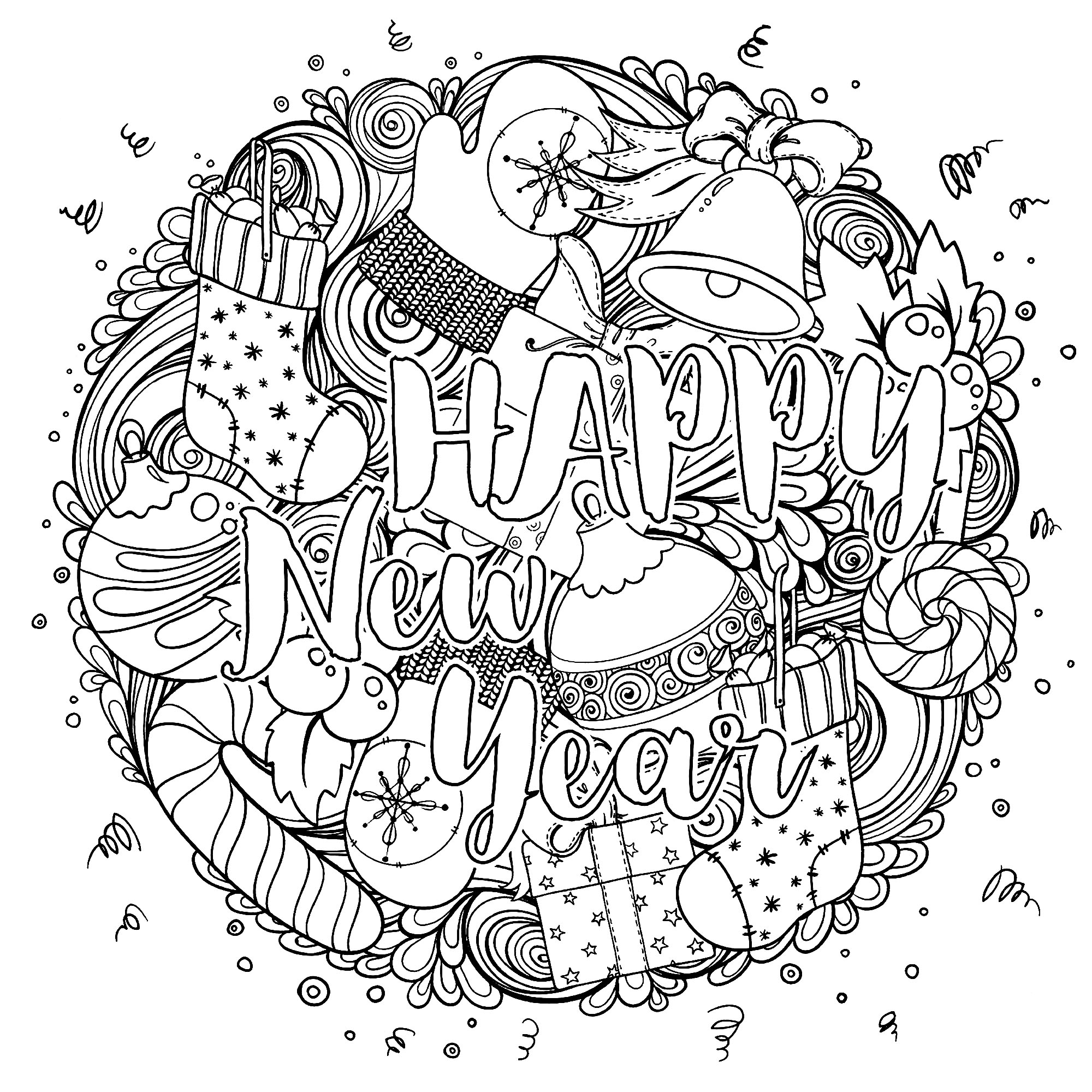 2000x2000 happy new year circular design - New Year Drawing