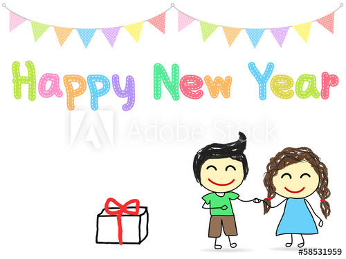 500x375 Happy New Year, Kids Drawing - New Year Drawing For Kids