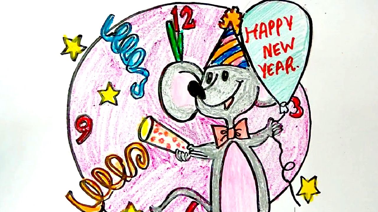 1280x720 new year wish card drawing for kids, new year wish card how - New Year Drawing For Kids