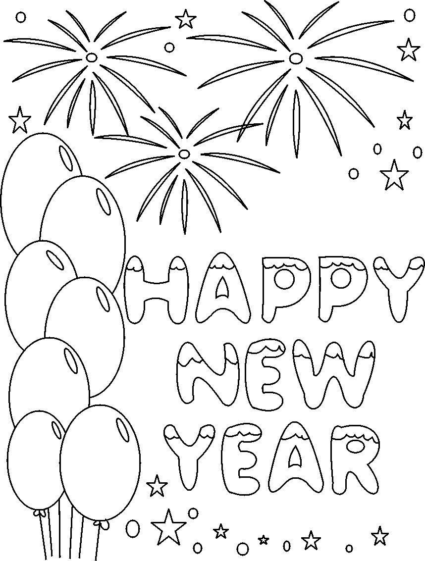 858x1133 new year's coloring pages happy new year coloring printable - New Year Drawing For Kids