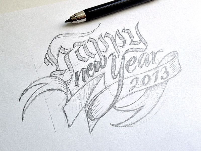 800x600 Happy New Year Sketch - New Year Drawing Images