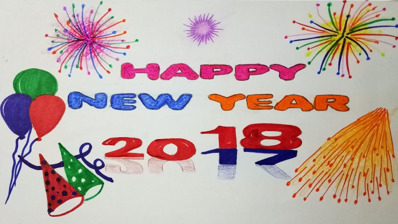 1280x720 How To Draw Happy New Year - New Year Drawing Images