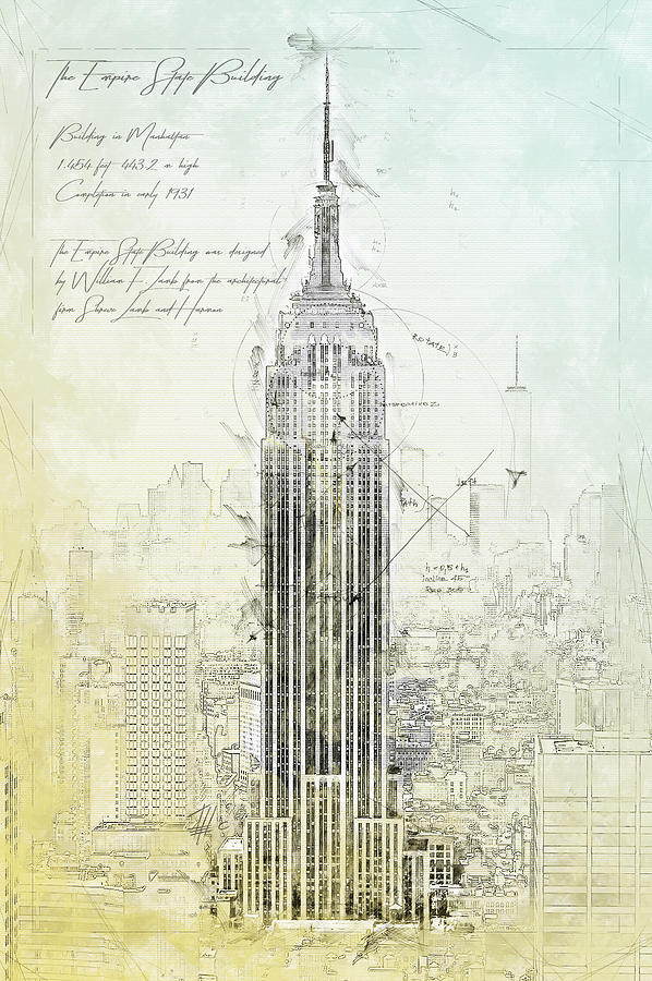 598x900 empire state building, new york drawing - New York Buildings Drawing