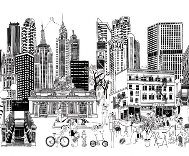 640x529 wall drawing hennie haworth - New York Buildings Drawing