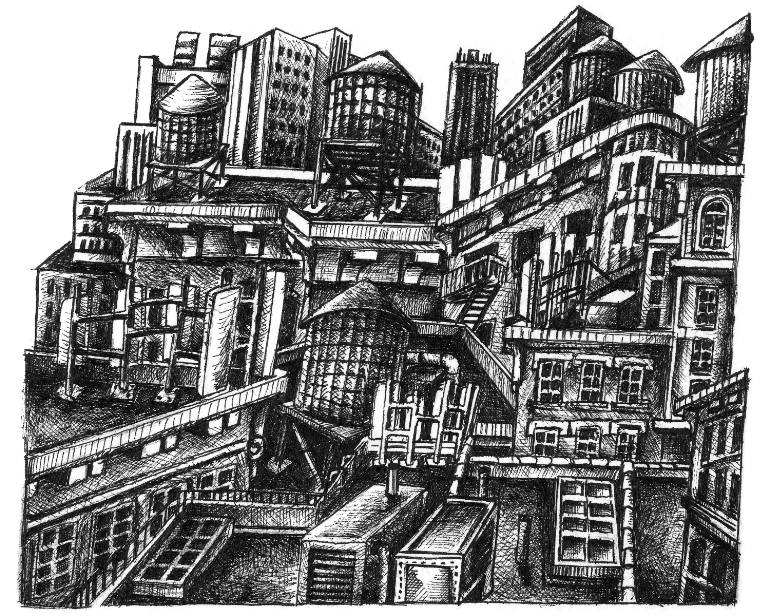 770x616 new york city rooftops - New York City Drawing
