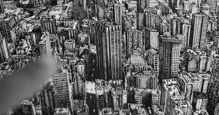 700x368 architecture student spends months drawing new york city - New York City Drawing