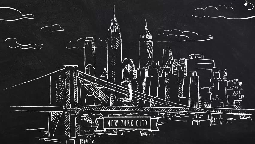852x480 new york skyline self drawing stock footage video - New York City Drawing