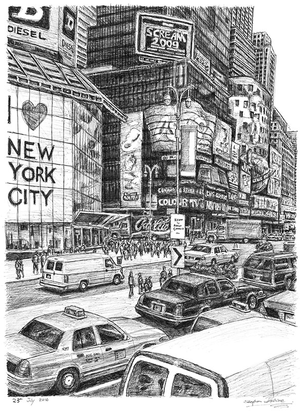 588x800 times square - New York City Drawing