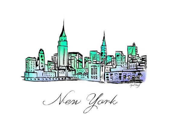 570x421 Huge Collection Of 'new York Skyline Drawing' Download More Than - New York Cityscape Drawing