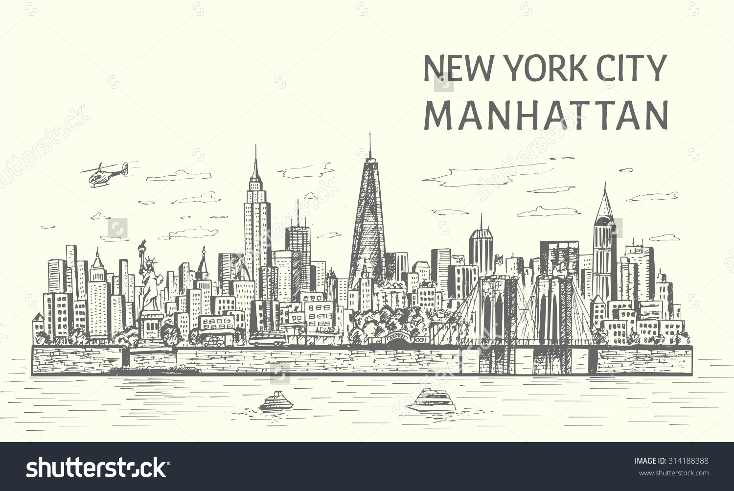 Контур рисунка Manhattan