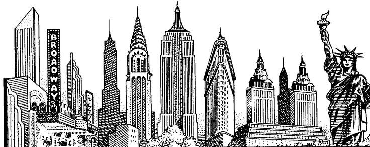 736x292 New York Skyline Drawing - New York Drawing