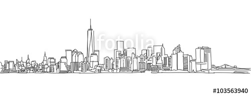500x192 free hand sketch of new york city skyline vector scribble stock - New York Skyline Drawing