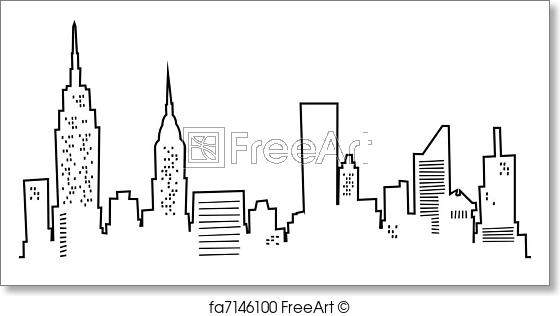 560x316 Huge Collection Of 'ny Skyline Drawing' Download More Than - New York Skyline Drawing