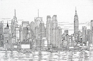 300x199 New York City Skyline Drawings Fine Art America - New York Skyline Drawing